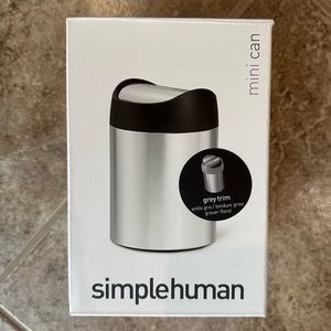 NWT Mini Trash Can Simple Human - Gray Trim